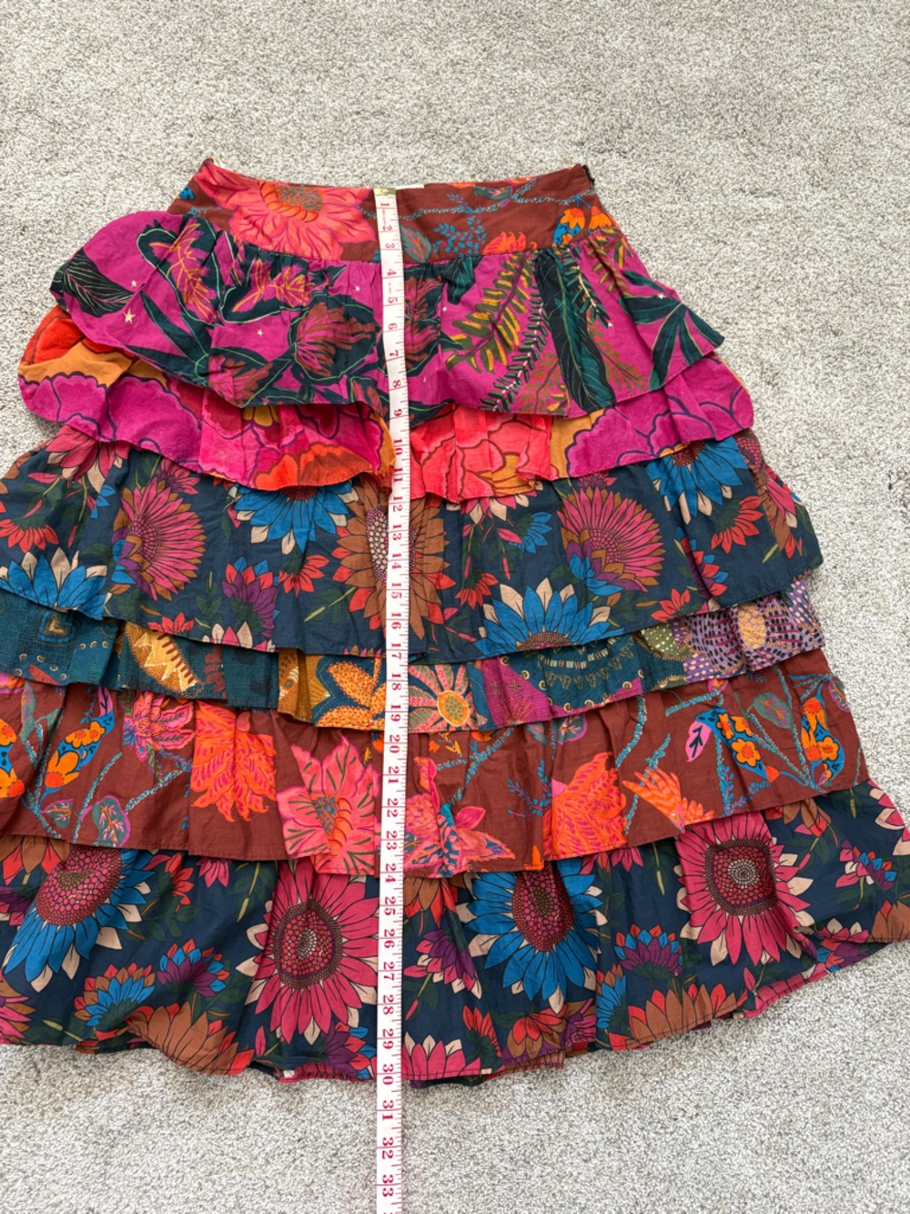 Farm Rio for Anthropologie cotton Floral Tiered Ruffle Skirt - Picture 5 of 7